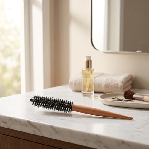 Ejoyous Small Round Hair Brush - Wooden Roller Comb for Blow Drying