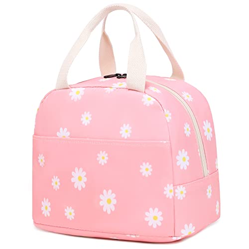 Mimfutu Flowers Pink Insulated Lunch Bag for Women Kids Reusable Picnic Tote