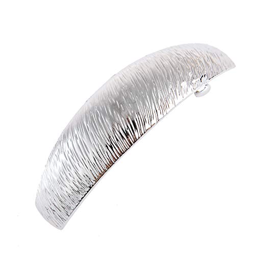 JinYu Silver Metal Hair Barrette French Style Automatic Clasp