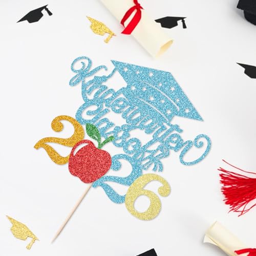 Class of 2026 Kindergarten Graduation Cake Topper Blue Party Decor