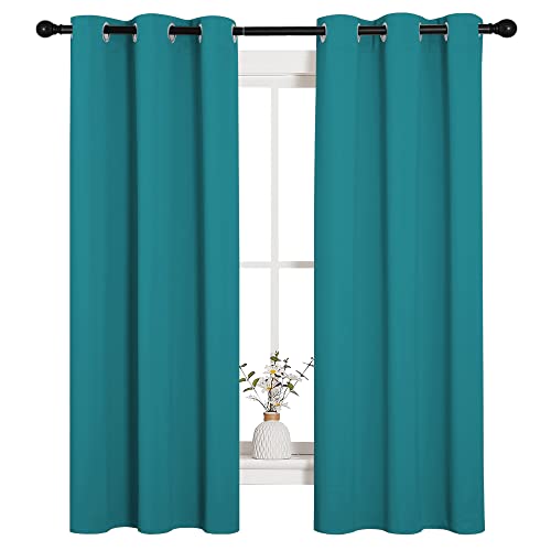 NICETOWN Blackout Curtains, 2 Panels, 34"W x 63"L, Peacock Teal