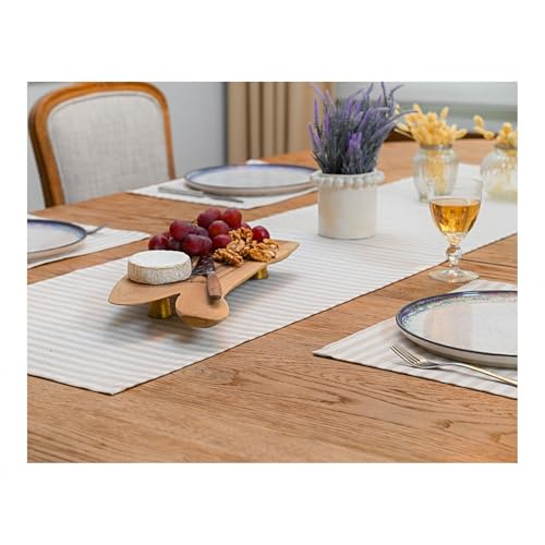 Beige Cotton Table Runner - Reusable, Washable Dining Decor, Set of 4