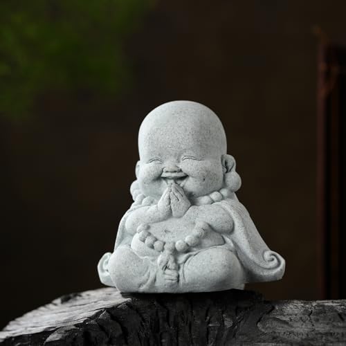 Zen Monk Buddha Statue - Sandstone Prayer Figurine for Home Decor
