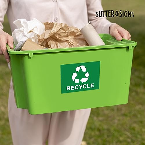 Green Recycle Stickers - 7" x 10" Weatherproof Vinyl (Pack of 4)