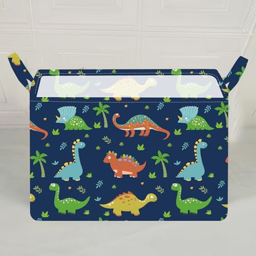 ACMUUNI Dinosaur Storage Basket, Rectangular Nursery Toy Bin with Handles
