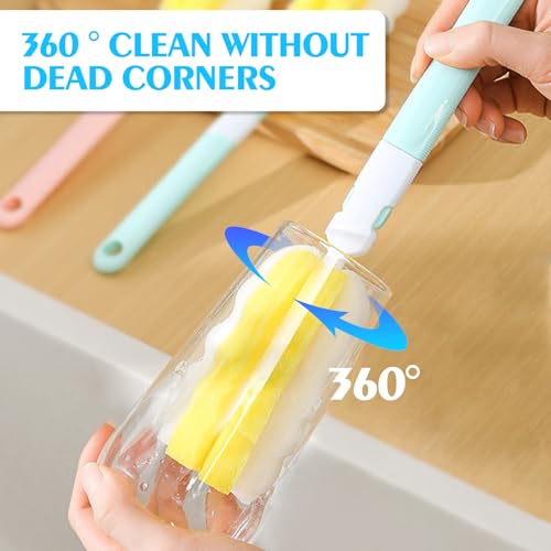Detachable Bottle Brush Cleaner Set - 4 PCS with Replacement Heads