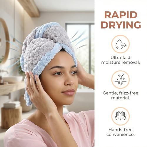 KIVMTAR High Absorbency Hair Towel Wrap for Women - Soft Microfiber