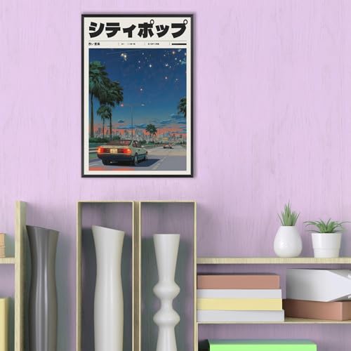 Vintage Music Style Canvas Poster - Retro Japan Car Anime Art 8x12in