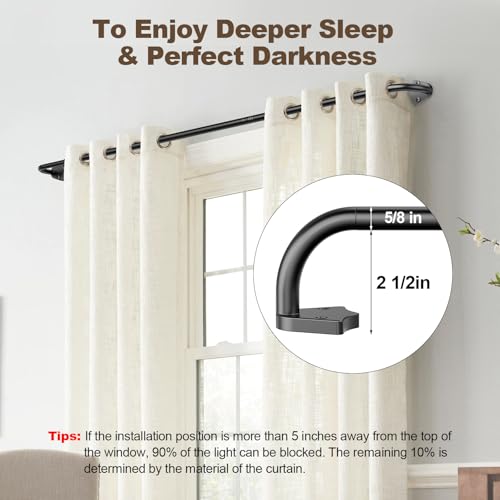 Matte Black Wrap Around Curtain Rod 36-48 inches - Room Darkening