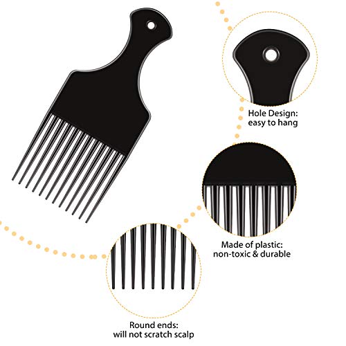 Yaomiao 6-Piece Plastic Afro Hair Combs, 6.5-Inch Styling Tool