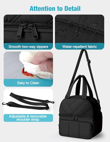 Vuudh Double Deck Insulated Lunch Bag for Women - Lightweight & Leakproof