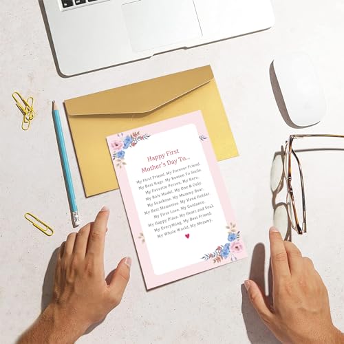 First Mother's Day Card from Baby - Romantic Poem Greeting Card for New Mom