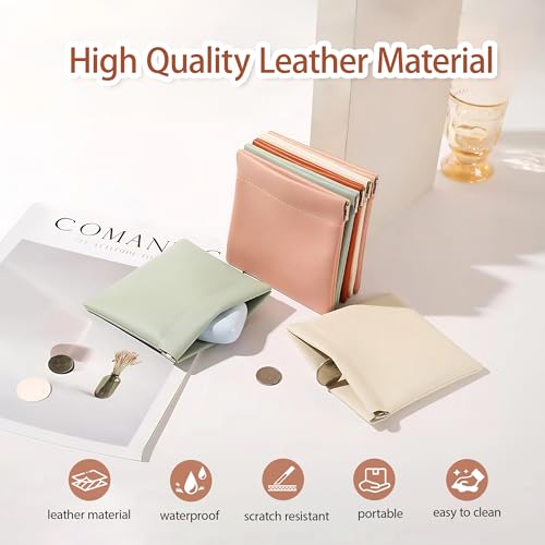 4-Pack Leather Squeeze Cosmetic Bag Small Travel Makeup Pouch