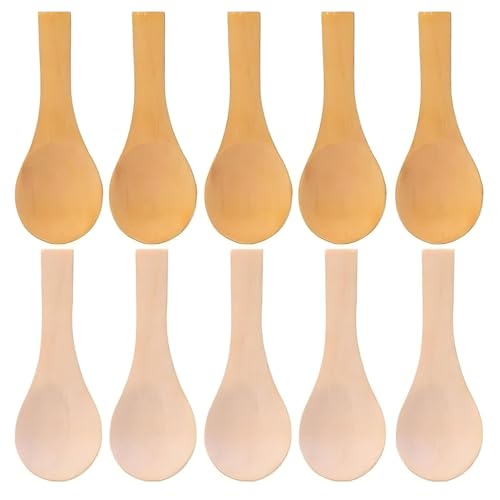 Mini Wooden Spoons Set of 10 - Natural Wood for Jams, Spices & More