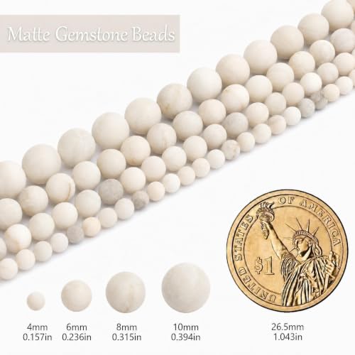THRELE 8mm Matte White Quartz Bead Kit with Cord and Storage Bag