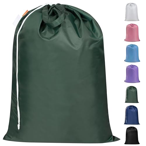 Polecasa Extra Large Heavy Duty Laundry Bag with Drawstring - 28x36, 50LB Capacity, Reinforced Handles, Green