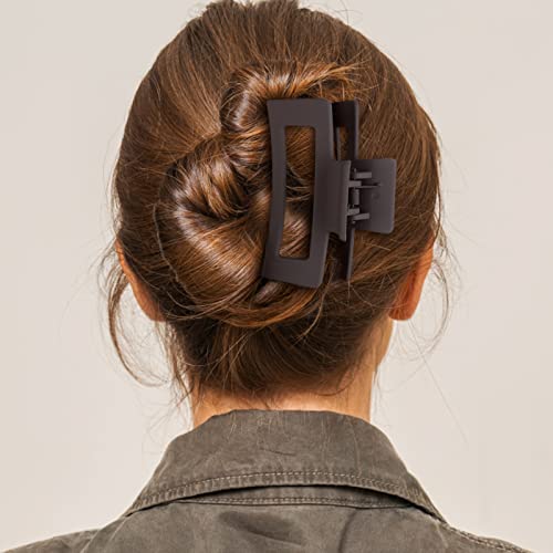 WLLHYF Square Hair Claw Clips 2-Piece Set Matte Non-Slip 3.5 Inch