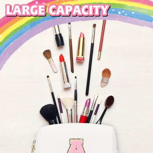 Gosuoa Personalized Letter Monogram Waterproof PU Leather Makeup Bag