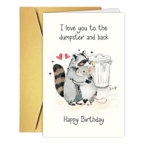 Funny Raccoon Birthday Card – Cute Trash Panda Design