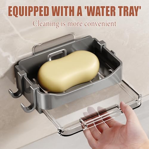 IVICOO Adhesive Soap Holder for Shower - 2 Pack, Self-Draining Bar Soap Dish