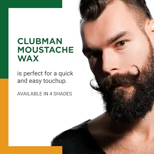 Clubman Mustache Wax Chestnut Light Brown Strong Hold with Brush 0.5 oz