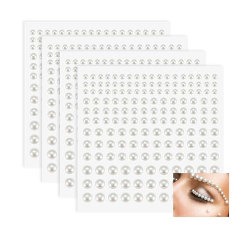 BlingKingdom 660pcs Self-Adhesive Flat Back White Pearl Stickers for Crafts, Makeup & Nail Art