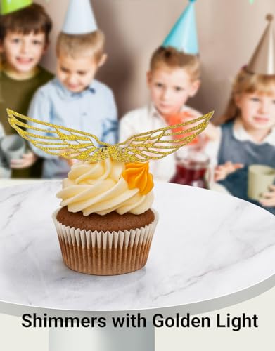 Golden Wing Cake Toppers Set - 50 Pcs Elegant Chocolate Decorations