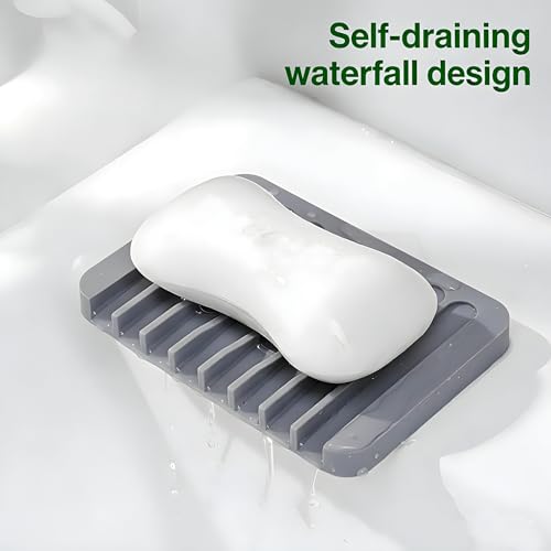 2-Pack Silicone Self-Draining Soap Holder Rack for Kitchen & Bath