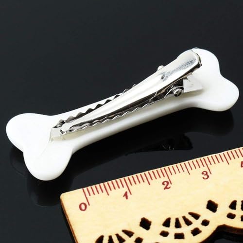White Dog Bone Hair Clips Punk Hairpins Barrette 2Pcs