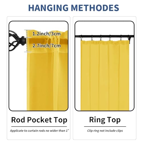 Karseteli Yellow Semi Voile Sheer Curtains 42" W x 84" L - 2 Panels