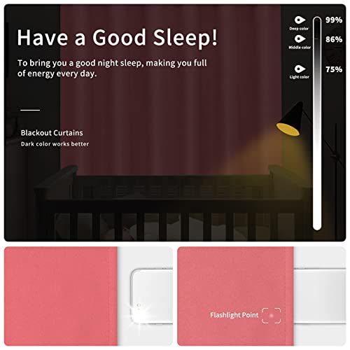 Easy-Going Pink Blackout Curtains - 2 Panels, 46x84 in, Noise Reducing