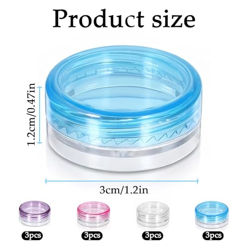 Small Travel Containers 12 Pcs 2g Mini Clear Jars with Colorful Lids for Cream Makeup Samples