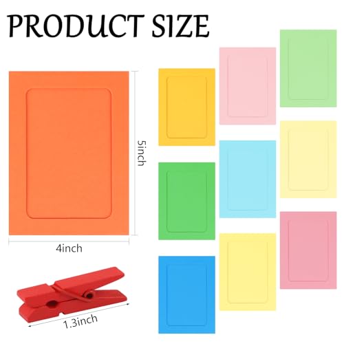 10 Pack 4x5 Inch Colorful Paper Picture Frames with Clips