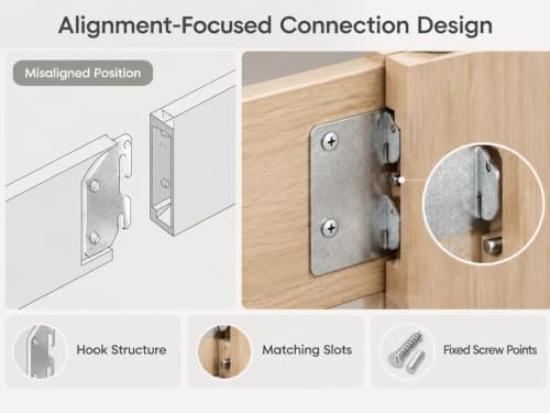 Bitray 4pcs Wooden Bed Rail Hook Plates Replacement Bed Frame Hardware
