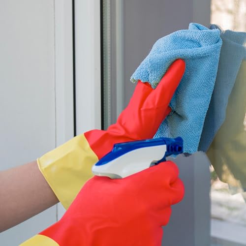 SteadMax Red Cleaning Gloves - 3 Pack Large, Durable Latex
