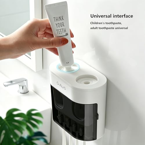 WINRIOO Wall Mounted Toothbrush Holder with Automatic Toothpaste Dispenser