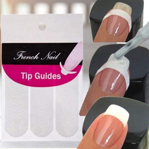 French Manicure Nail Art Stickers - 48 Pack Self-Adhesive Moon Guides