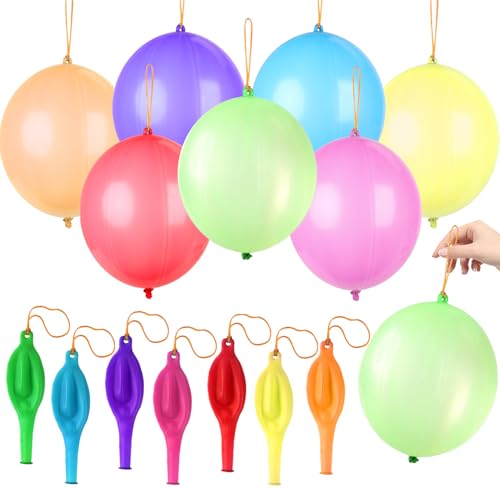 14 Pack Large Thickened Neon Punching Balloons - 7 Colors