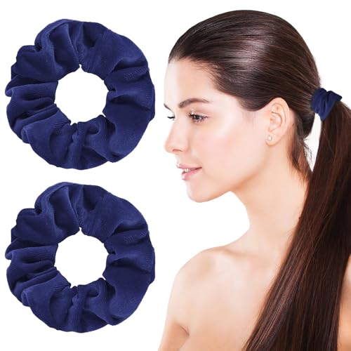 WLLHYF Large Velvet Hair Scrunchies 2 Pcs Soft Elastic Hair Ties for Women and Girls