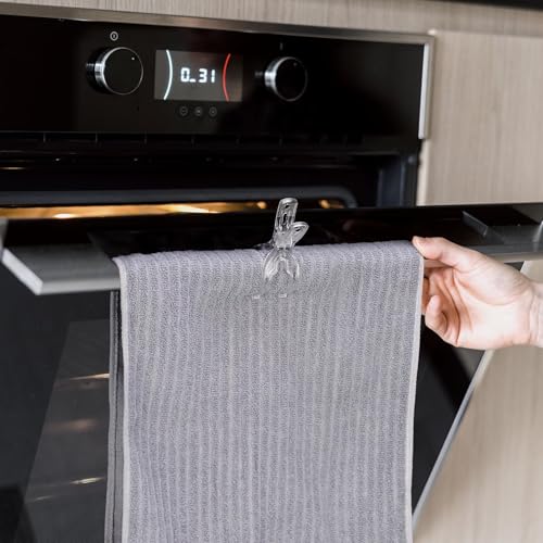 NiHome 4-Pack Clear Spring-Loaded Kitchen Towel Clips, Anti-Slip Holder for Secure Towel Storage