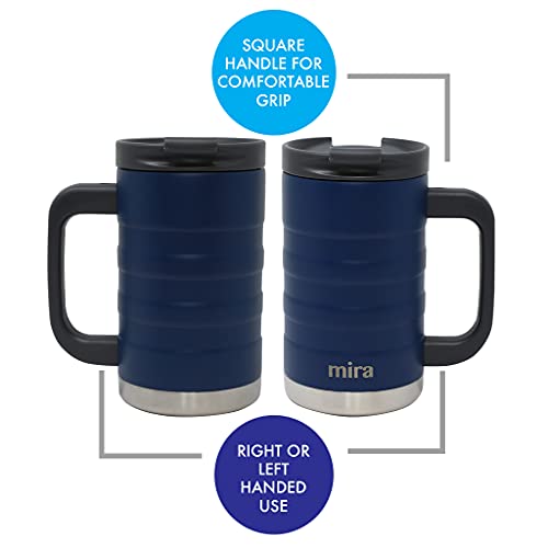 MIRA 14 oz Insulated Coffee Mug with Handle - Admiral Blue