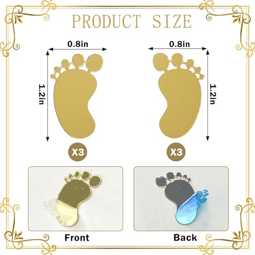 Gold Baby Feet Cake Topper Set - 6PCS Acrylic Decorations