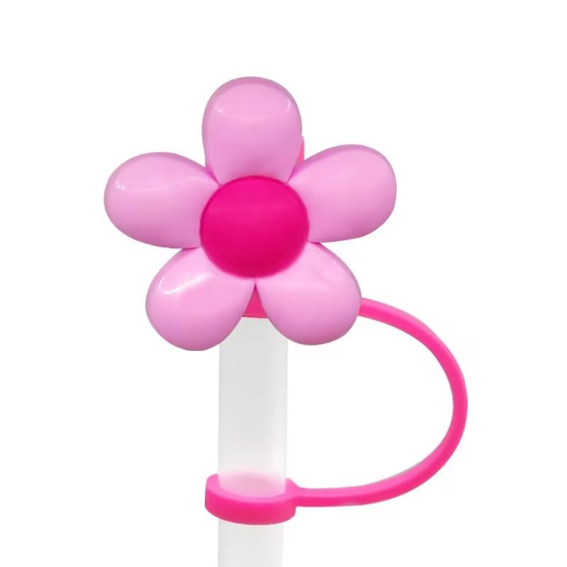 Pink Flower Silicone Straw Covers for Stanley 30oz & 40oz Cups