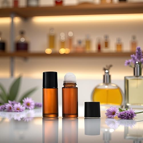 50ml Brown Glass Essential Oil Roller Bottles Refillable 2 Pack
