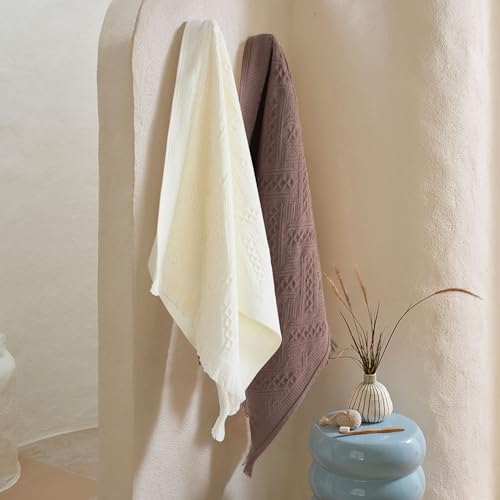 YoulerTex Boho Hand Towels - 100% Cotton Decorative Bathroom Set, 14"x30"