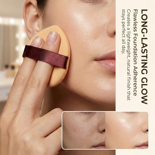Leather-Surfaced Powder Puffs 3PCS Soft Makeup Sponge for Liquid and Cream Foundation