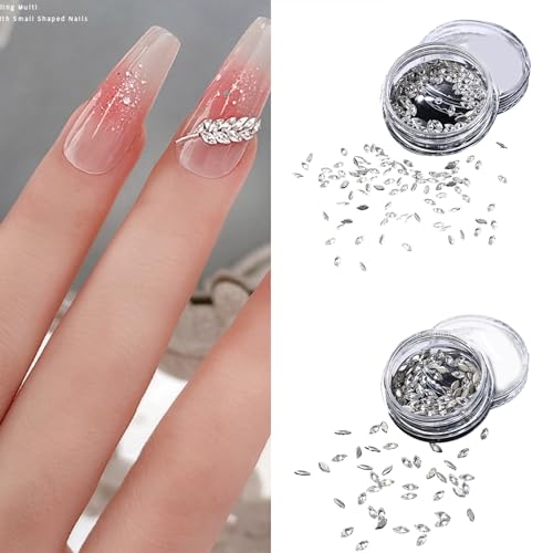 HEYZAKKA 50Pcs Mixed Zircon Crystal Nail Rhinestones Flatback 3D Gems