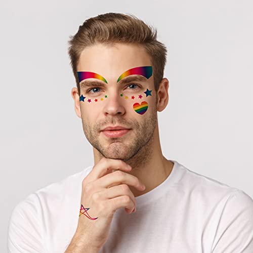 Rainbow Pride Temporary Face Tattoos 10 Sheets LGBT Body Art