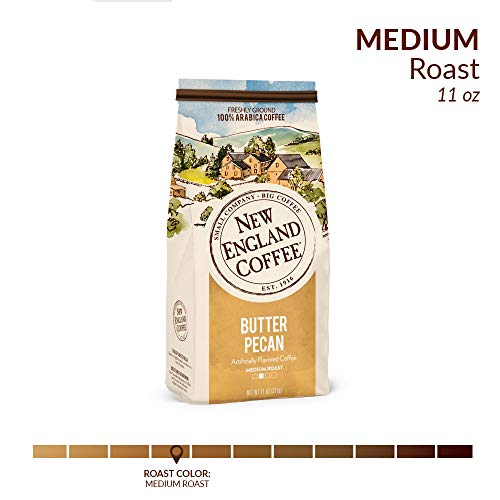 New England Coffee Butter Pecan Ground Coffee, 100% Arabica, 11oz