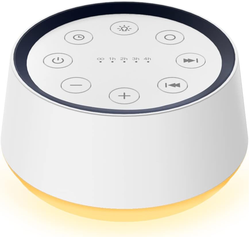 Skiennix Brown Noise Sound Machine - 30 Soothing Sounds & 12 Color Night Light | Memory Function & 36 Volume Levels